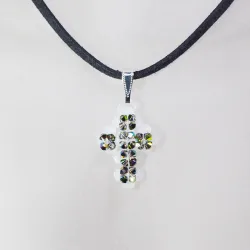 Pendant 45cm - Stella-Black Suedine - Pendant 45cm - Laiton argenté